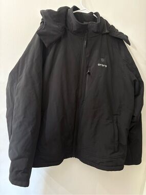 Ororo Men’s Black Heated Softshell Jacket - size 3XL - removable hood